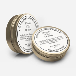 Adesivo Redondo Sabonete cosmético branco estilo vintage com texto