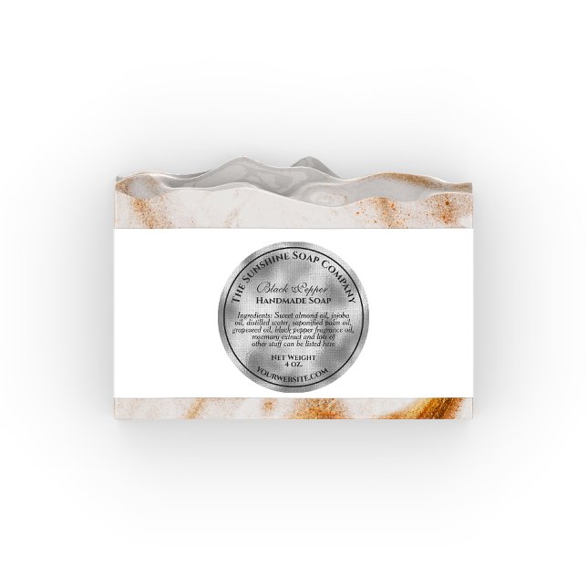 Adesivo Redondo Sabonete cosmético de folha de prata tecido estilo (Criador carregado)