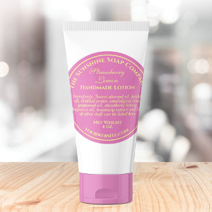 Adesivo Redondo Sabonete cosmético em estilo retrô rosa com texto