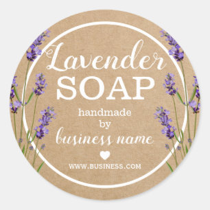 Adesivo Redondo Sabonete de Lavanda Feito à Mão Vintage Caseiro