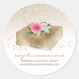 Adesivo Redondo Sabonete de Soja Caseiro Natural Orgânico Banheira