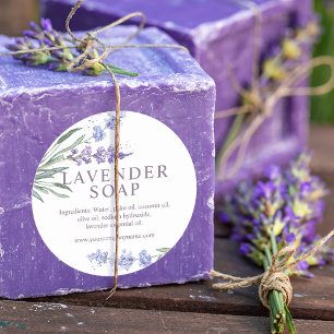 Adesivo Redondo Sabonete Floral Lavanda Aquarela