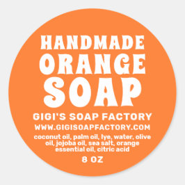 Adesivo Redondo Sabonete Laranja Moderno, Feita à Mão
