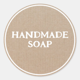 Adesivo Redondo Sabonete Marrom De Papel Trazido Para Mão