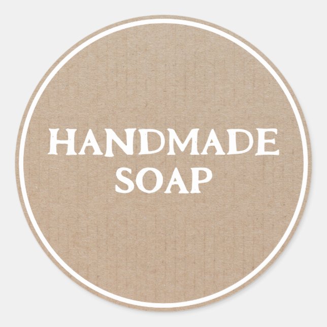 Adesivo Redondo Sabonete Marrom De Papel Trazido Para Mão (Frente)