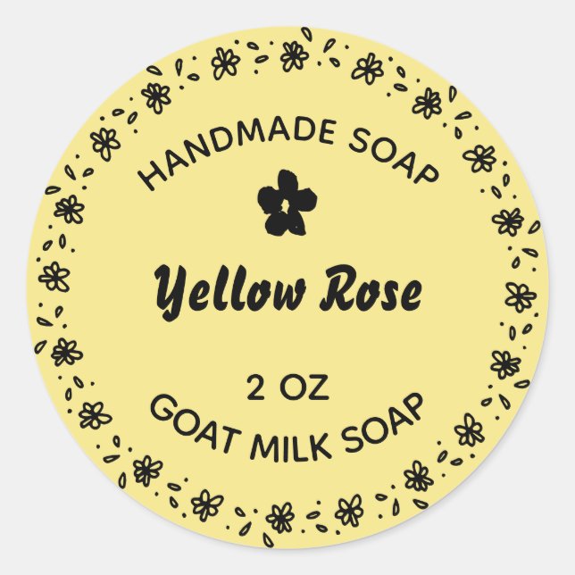 Adesivo Redondo Sabonete Russo De Sabão Caseiro Amarelo País (Frente)