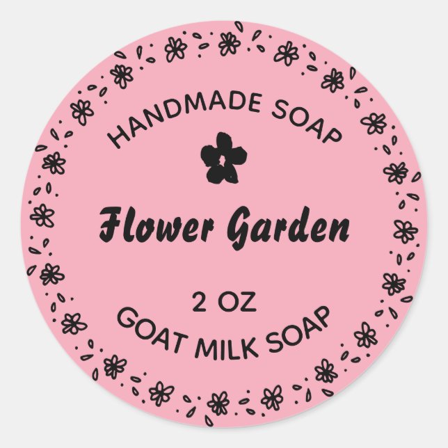 Adesivo Redondo Sabonete Russo De Sabão Caseiro Rosa (Frente)