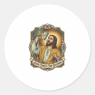 Adesivo Redondo Saco de Batata Frita Vazio de Jesus Comida de Bêba