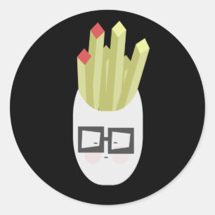 Adesivo Redondo Saco de Batatas Fritas Desenho Animado Fofo
