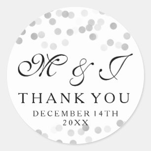 Adesivo Redondo Saco de Favor do Casamento Luzes de Folha de Prata