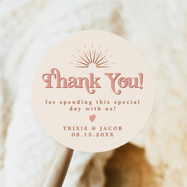 Adesivo Redondo Saco de lembrancinha de casamento Trixie Retro 70' (Criador carregado)