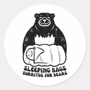 Adesivo Redondo Sacolas de Dormir Burritos Para Urso Camiseta de C