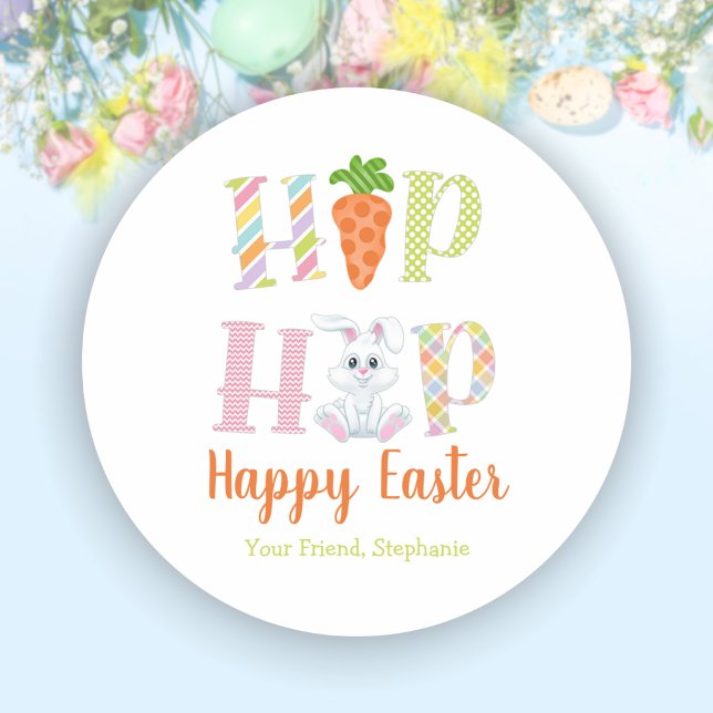 Adesivo Redondo Sacos de Tratamento Fofo de Páscoa de Coelho Hip H (Hip Hop Bunny Easter Cute Treat Bag Stickers)
