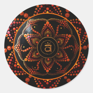 Adesivo Redondo Sacral Chakra, Svadhishthana Dot Art Mandala