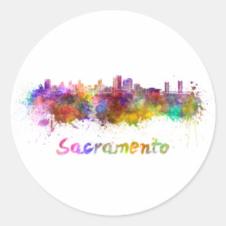 Adesivo Redondo Sacramento skyline in watercolor