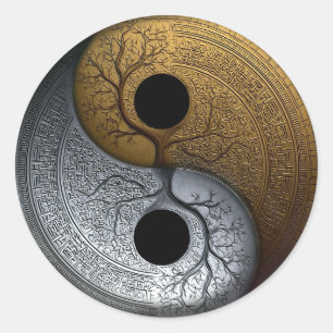 Adesivo Redondo Sacred Balance Símbolo Yin Yang