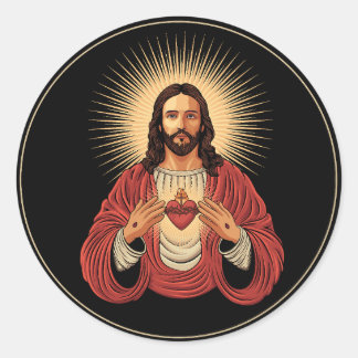 Adesivo Redondo Sacred heart of Jesus Christ.