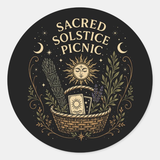 Adesivo Redondo Sacred Solstice Picnic Litha  (Frente)