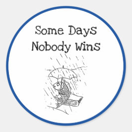 Adesivo Redondo Sad Cartoon Fish Ruim Day Simpatia