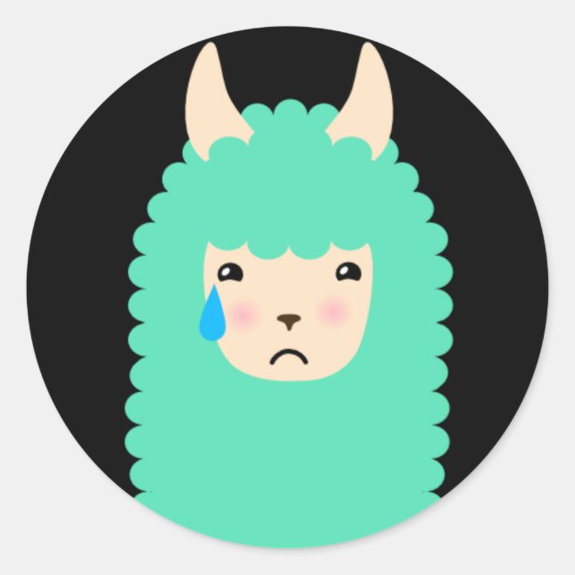 Adesivo Redondo Sad Lama Emoji Stickers (Frente)
