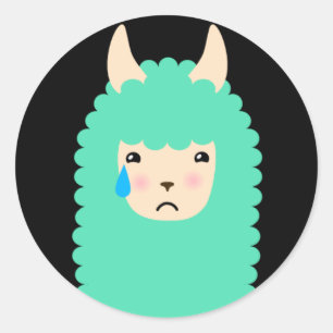 Adesivo Redondo Sad Llama Emoji Stickers