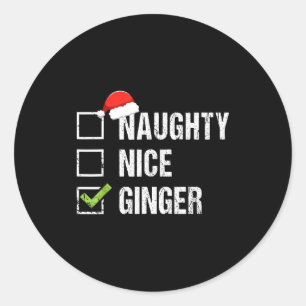 Adesivo Redondo Safado Bom Gengibre Ruiva Chapéu do Papai Noel Nat