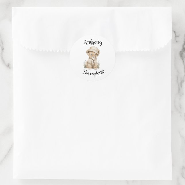 Adesivo Redondo Safari Adventure Babies | Cute Watercolour Animals (Bolsa)