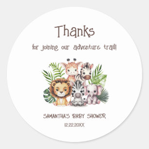 Adesivo Redondo Safari Adventure Trail Mix Sticker de Chás de Bebê
