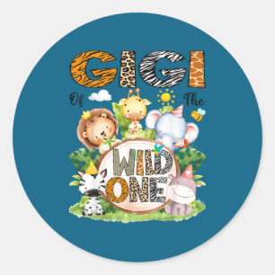 Adesivo Redondo Safari de 1º Aniversário da Gigi Wild