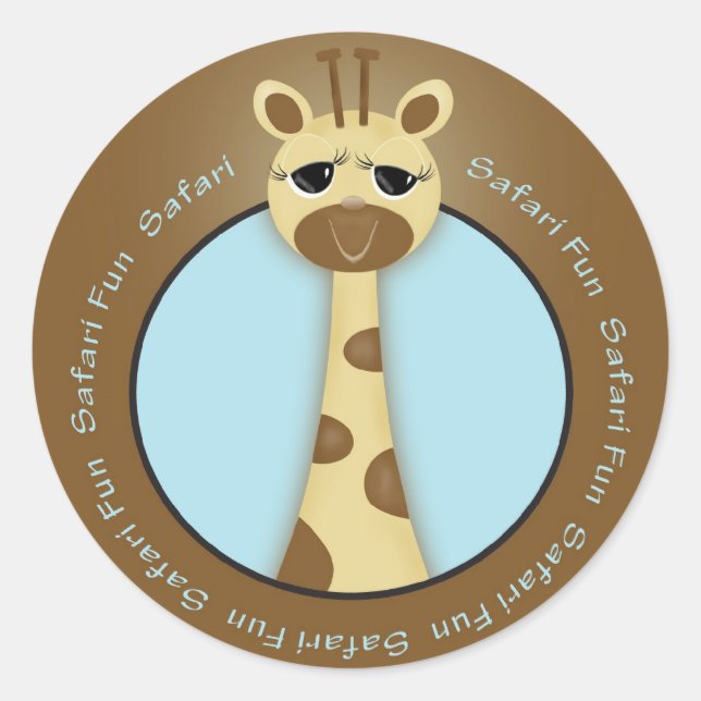 Adesivo Redondo Safari Giraffe Sticker (Frente)
