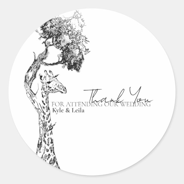 Adesivo Redondo Safari Giraffe Theme Sticker (Frente)