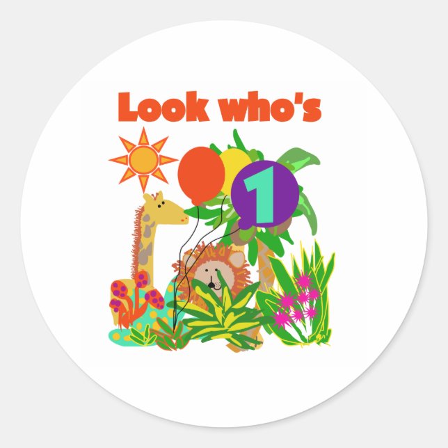 Adesivo Redondo Safari Primeiro Aniversário (Frente)