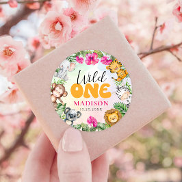 Adesivo Redondo Safari Wild One 1rua Aniversário