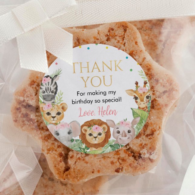 Adesivo Redondo Safari Wild One Birthday Sticker Labs (Criador carregado)