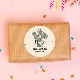 Adesivo Redondo Safari Wild One Giraffe Animal Birthday
