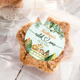 Adesivo Redondo Safari Wild One primeiro aniversario