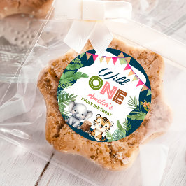 Adesivo Redondo Safari Wild One primeiro aniversario