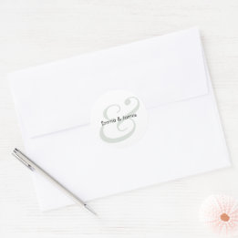 Adesivo Redondo Sage Ampersand Casamento | Monograma Envelope