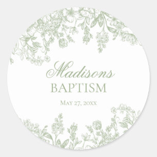 Adesivo Redondo Sage Chinoiserie Vintage Envelope Floral Baptism