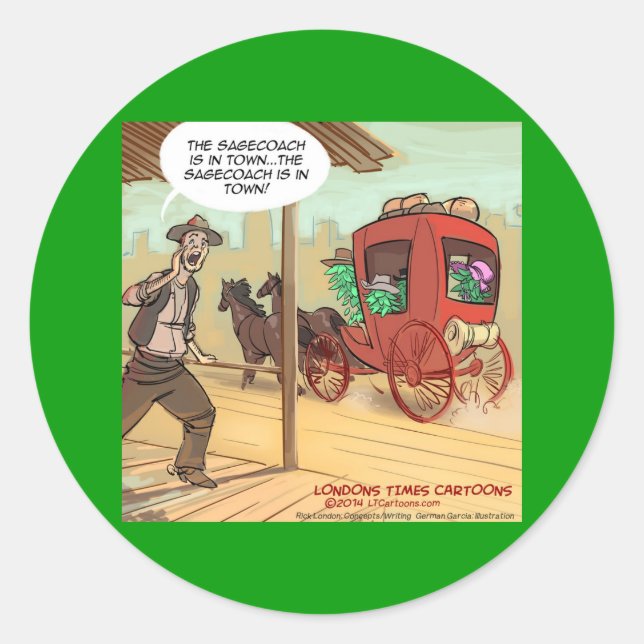 Adesivo Redondo Sage Coach Está Engraçado Na Cidade (Frente)