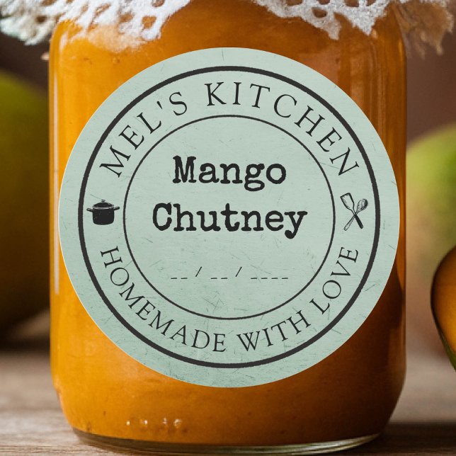 Adesivo Redondo Sage de encapsulamento de produtos personalizados  (homemade cans preserves jellies jams honey food sticker sage label custom personalized kitchen)
