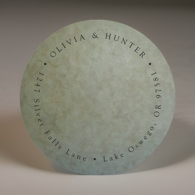 Adesivo Redondo Sage Dourado Weding Names Endereço de devolução (Criador carregado)