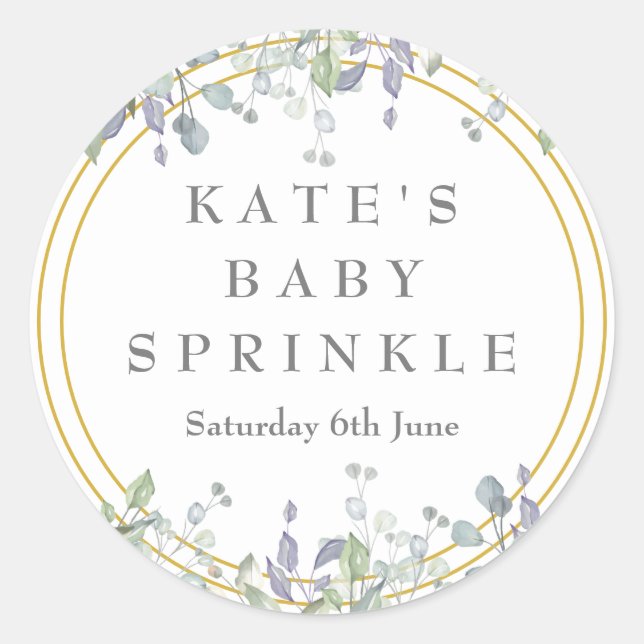Adesivo Redondo Sage e Lilac Pasture Baby Sprinkle (Frente)