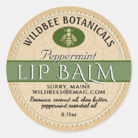 Sage em Kraft Beeswax Lip Balm com Borda Pontilhad