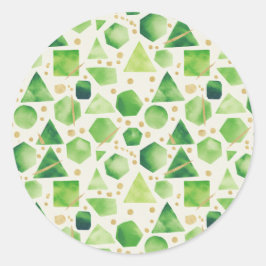 Adesivo Redondo Sage & Emerald Watercolor Geometric Pattern