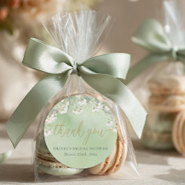 Adesivo Redondo Sage Floral Bridal Shower Thank You Stickers