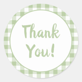 Adesivo Redondo Sage Gingham Obrigado