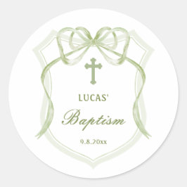 Adesivo Redondo Sage Green Arco Crest Baptism