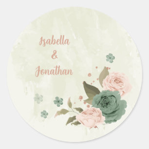 Adesivo Redondo sage green blusa flores casamento