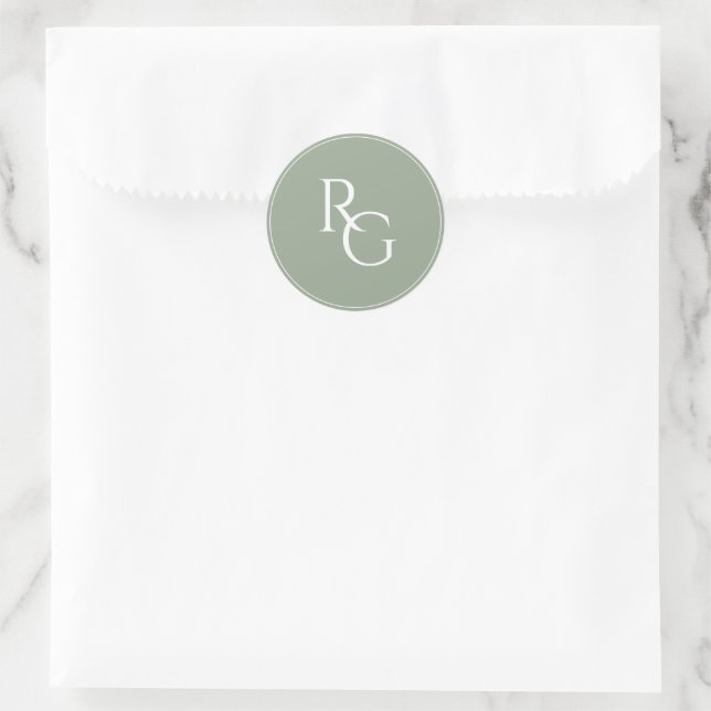Adesivo Redondo Sage Green | Chic Simple Initials  (Bolsa)